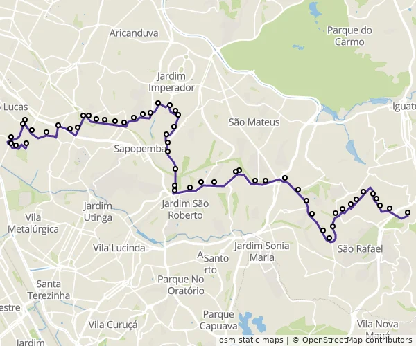 Mapa do itinerário da linha