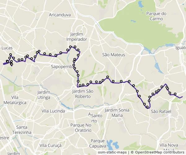 Mapa do itinerário da linha