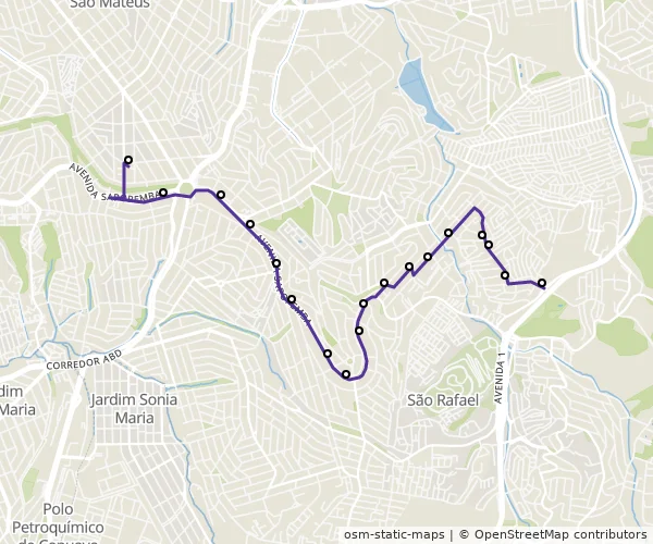 Mapa do itinerário da linha