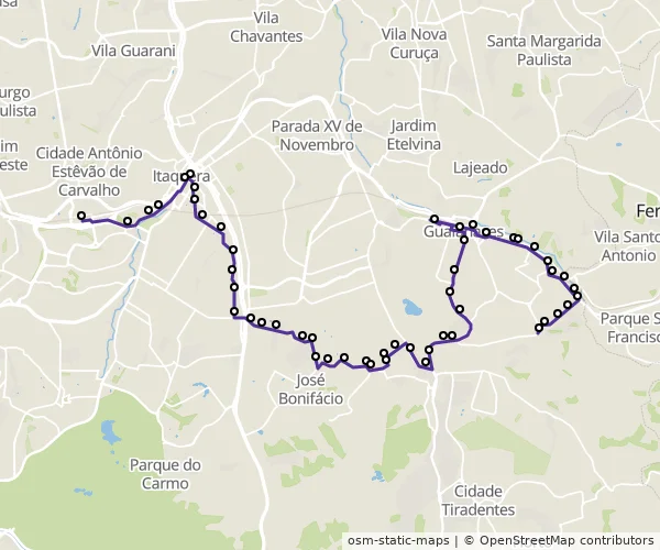 Mapa do itinerário da linha