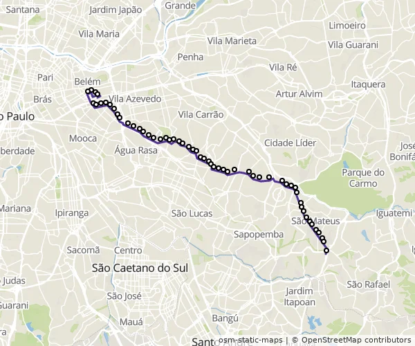 Mapa do itinerário da linha