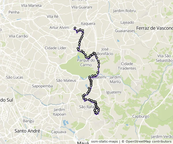 Mapa do itinerário da linha
