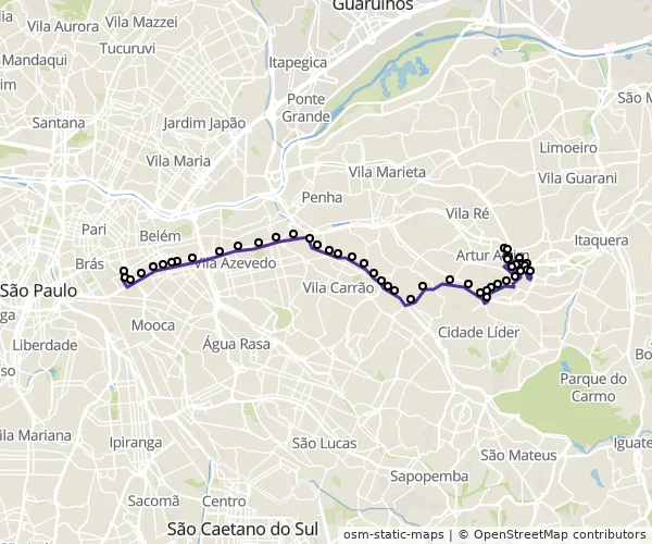 Mapa do itinerário da linha