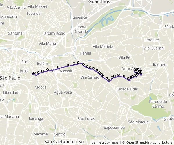 Mapa do itinerário da linha