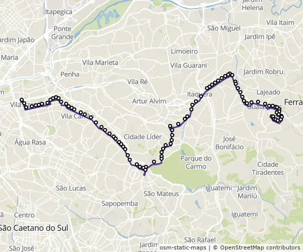 Mapa do itinerário da linha