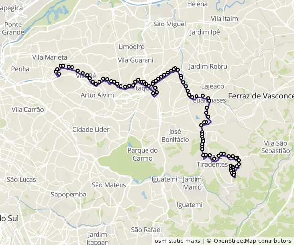 Mapa do itinerário da linha