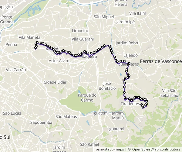 Mapa do itinerário da linha