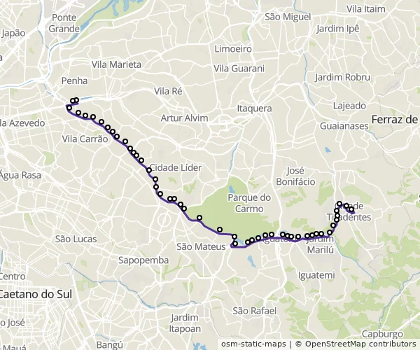 Mapa do itinerário da linha