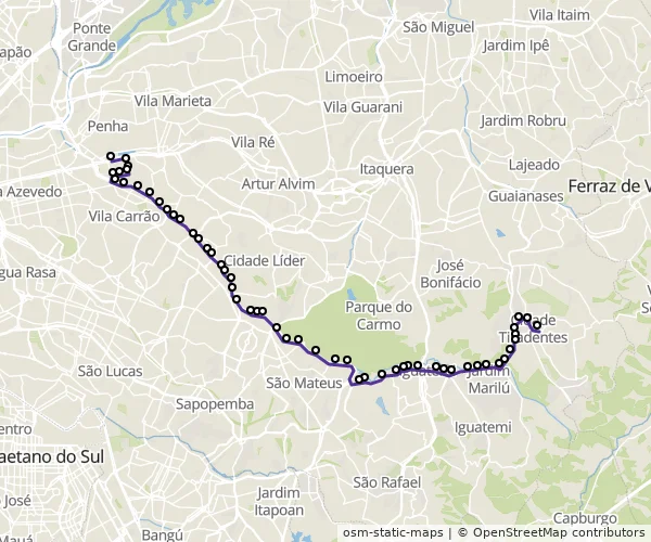 Mapa do itinerário da linha