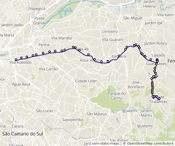 Mapa do itinerário da linha
