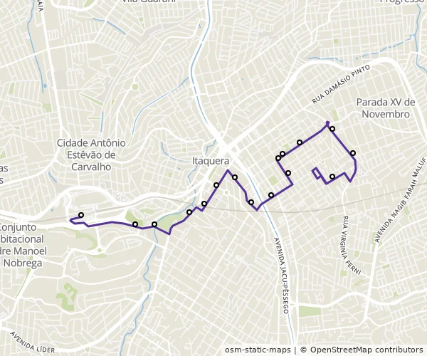Mapa do itinerário da linha