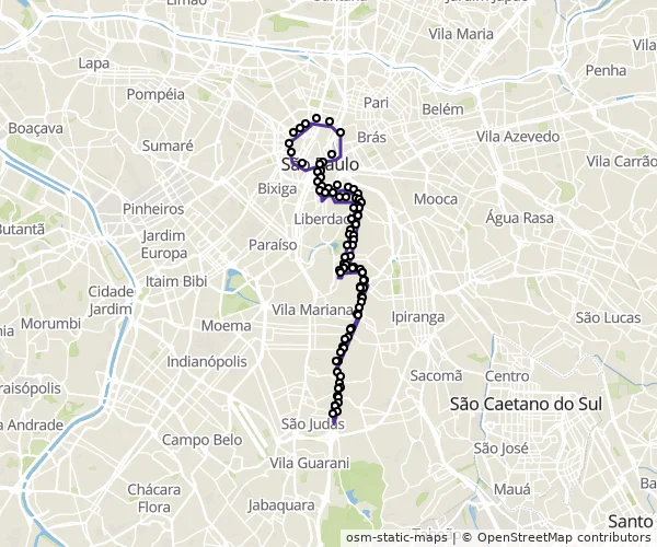 Mapa do itinerário da linha