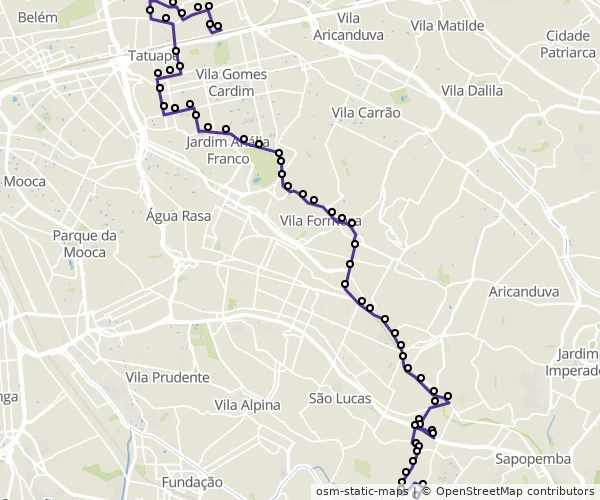 Mapa do itinerário da linha
