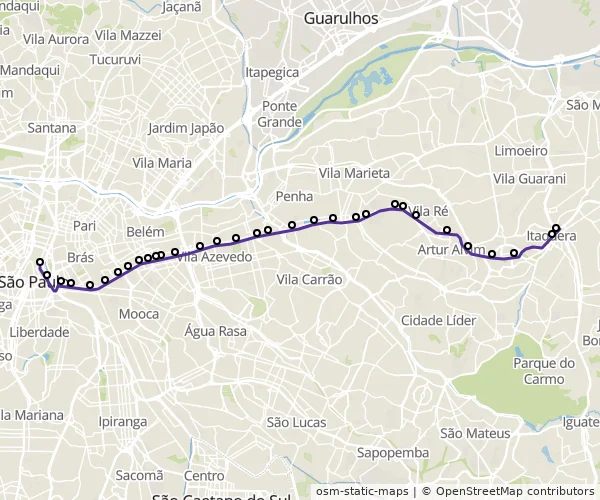 Mapa do itinerário da linha