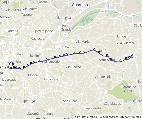 Mapa do itinerário da linha