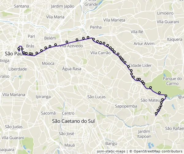 Mapa do itinerário da linha