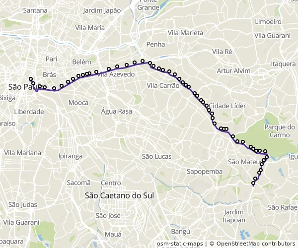 Mapa do itinerário da linha