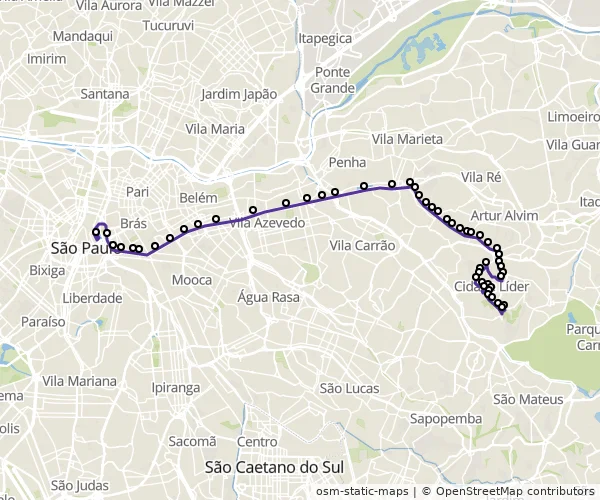 Mapa do itinerário da linha