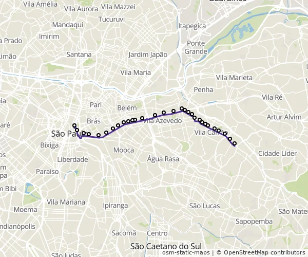 Mapa do itinerário da linha