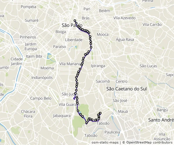 Mapa do itinerário da linha