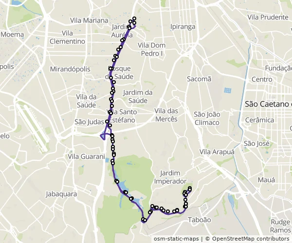 Mapa do itinerário da linha