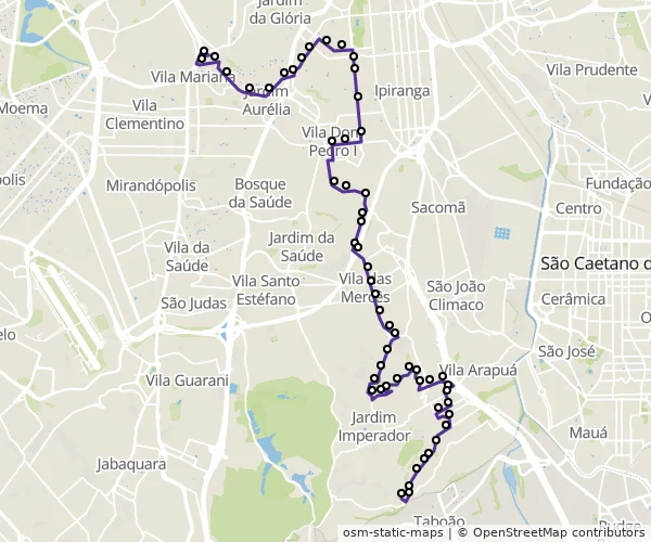 Mapa do itinerário da linha