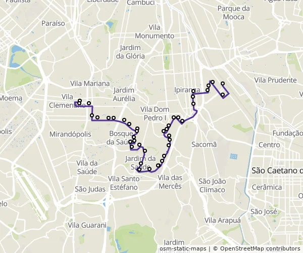 Mapa do itinerário da linha