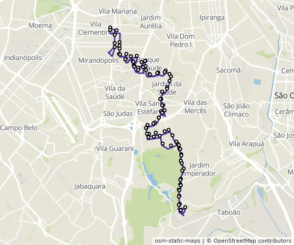 Mapa do itinerário da linha