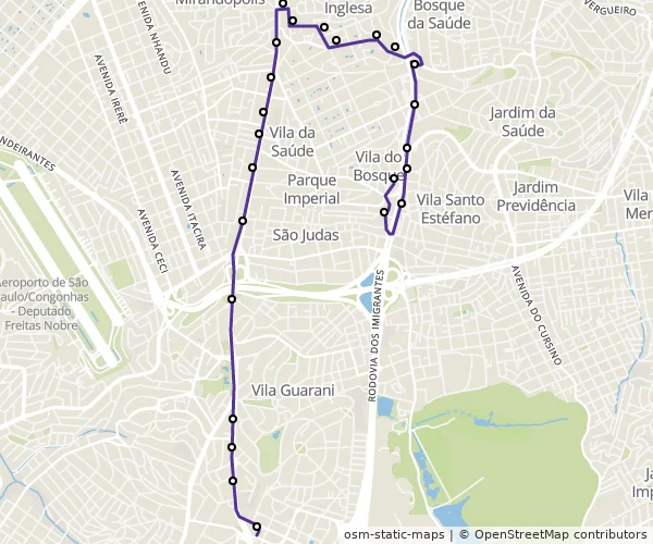 Mapa do itinerário da linha