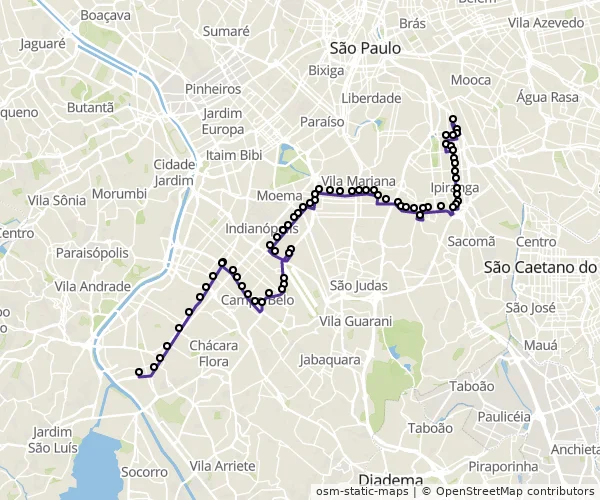 Mapa do itinerário da linha