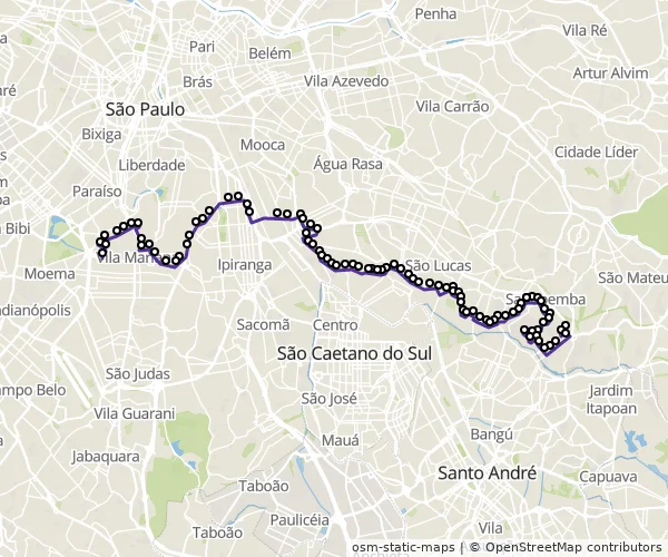 Mapa do itinerário da linha