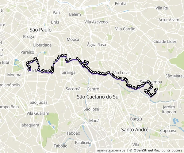 Mapa do itinerário da linha