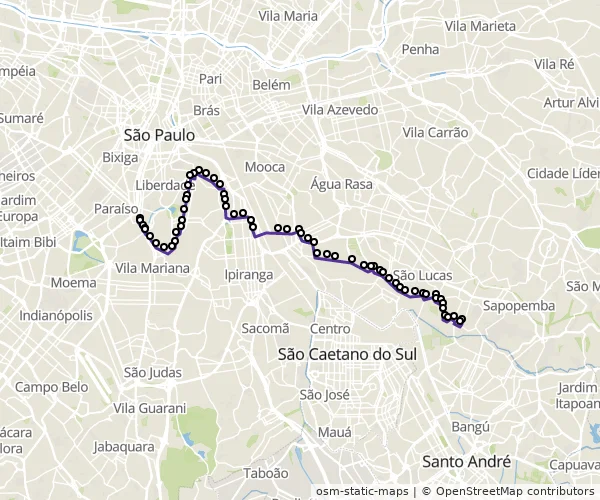 Mapa do itinerário da linha