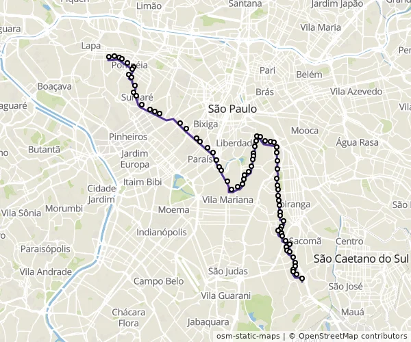Mapa do itinerário da linha