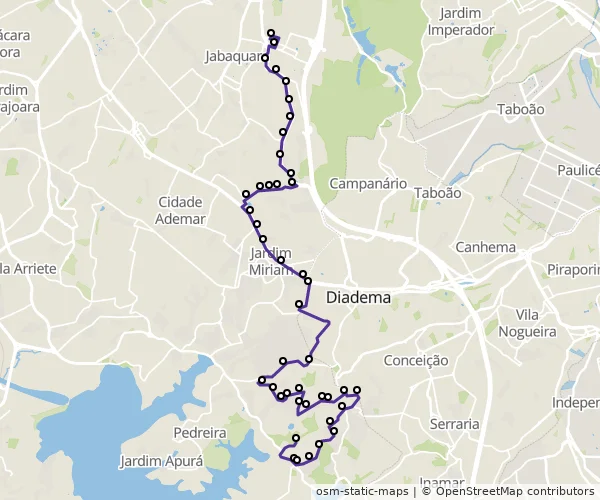 Mapa do itinerário da linha