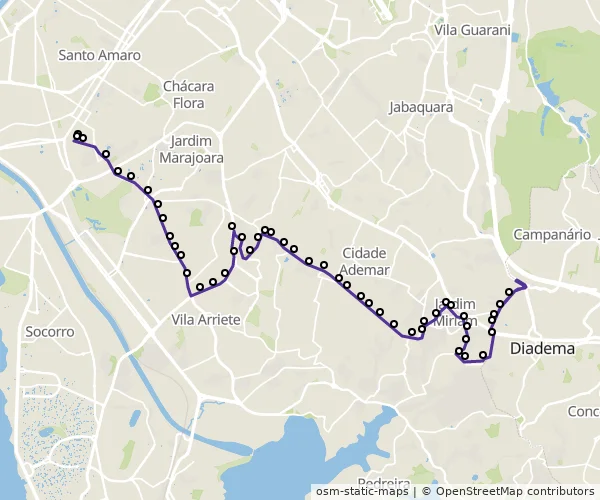Mapa do itinerário da linha
