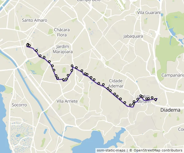 Mapa do itinerário da linha