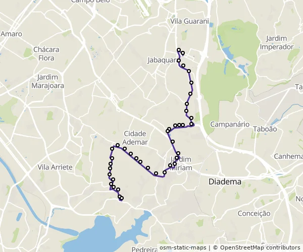 Mapa do itinerário da linha