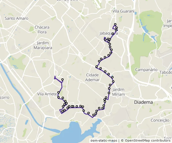 Mapa do itinerário da linha