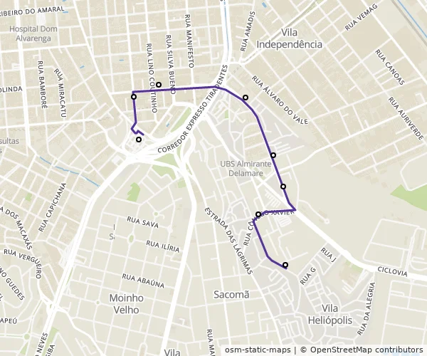 Mapa do itinerário da linha