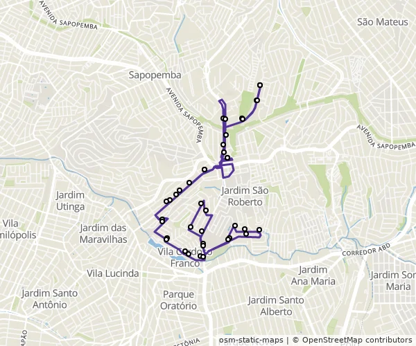 Mapa do itinerário da linha