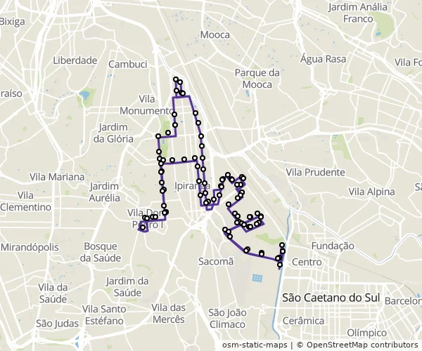 Mapa do itinerário da linha