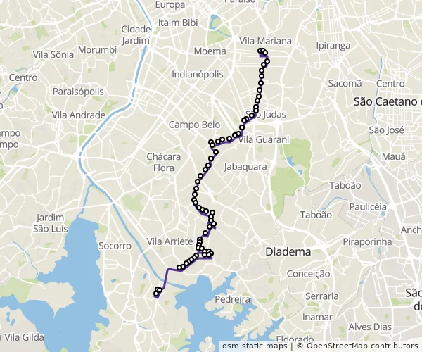 Mapa do itinerário da linha