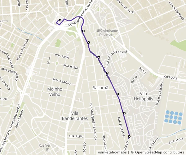 Mapa do itinerário da linha