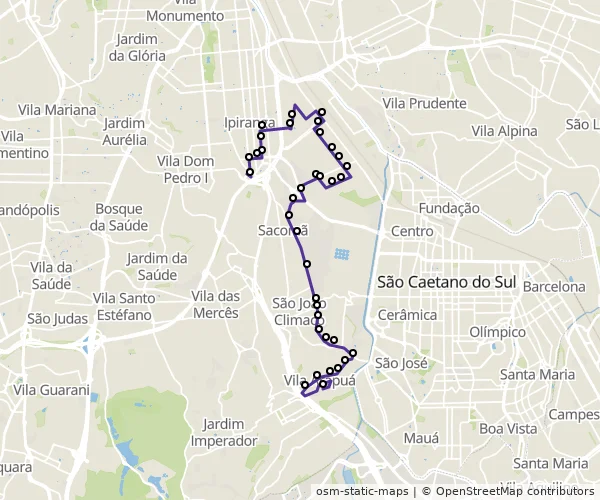 Mapa do itinerário da linha