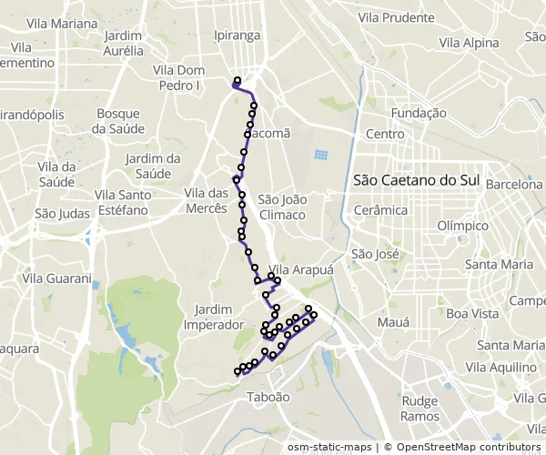 Mapa do itinerário da linha