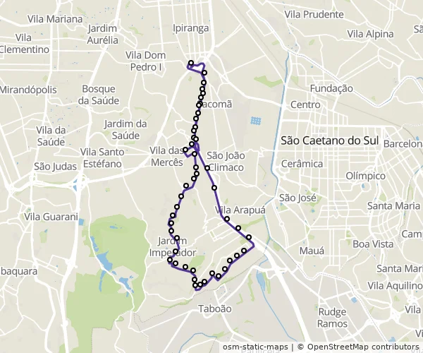Mapa do itinerário da linha
