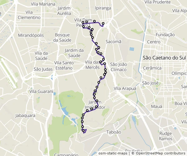 Mapa do itinerário da linha