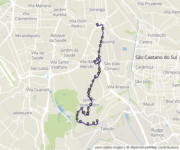 Mapa do itinerário da linha