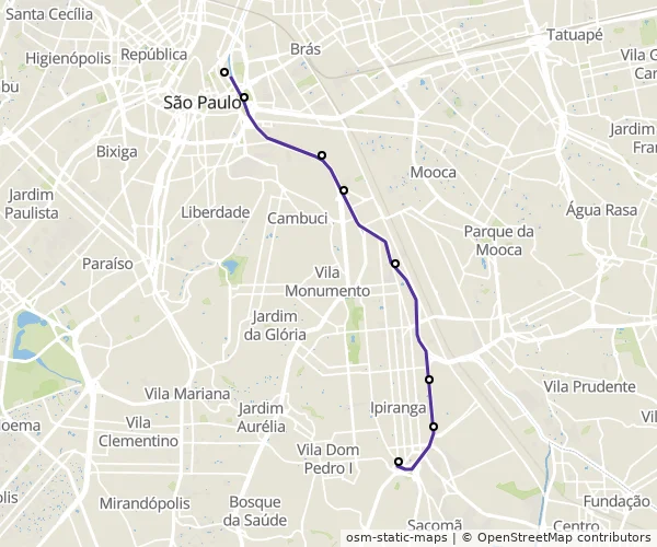 Mapa do itinerário da linha